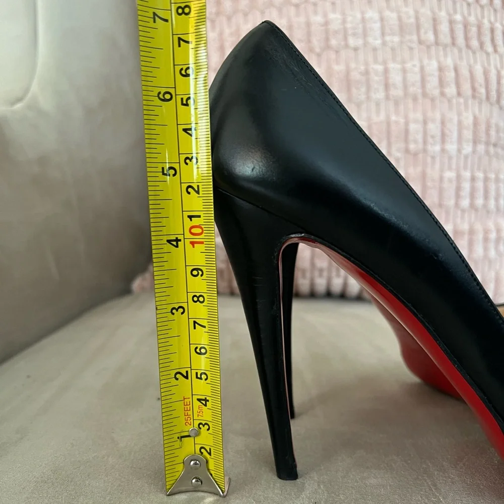 Black Classic Christian Louboutin Yoyo Zappa Calf Peep Toe Pumps Size 41.5 - Picture 7 of 9